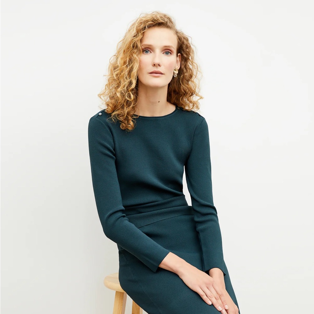 The Malin Top - Jardigan Knit. Deep sea color. Excellent condition.